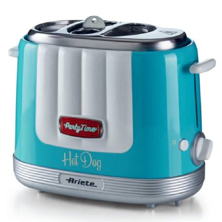 ARIETE HOT DOG MAKER (PARTY TIME) (CELESTE) (0206/01) - CUOCI WURSTEL - SCALDA PANINI - 5 LIVELLI DI COTTURA - 650W