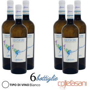 Combo Pack 3 Confezioni  da 6 Bottiglie Di Vino Bacchanalia Falerno Del Massico Bianco Doc 75 Ml -Colle Fasani