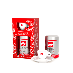 Combo Bundle Illy  n.3 da 250 Gr Di Macinato Espresso Tostato Classico Con Una Tazzina In Ceramica