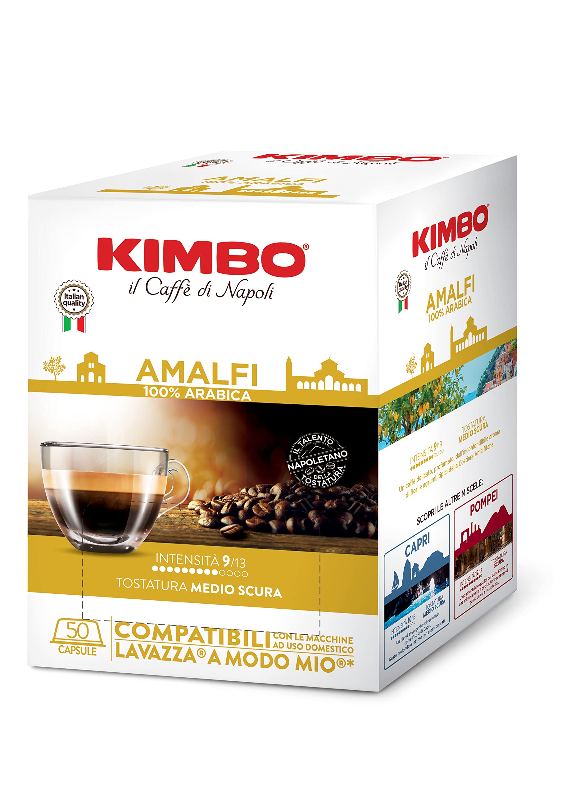Combo Pack 300 Capsule Kimbo Miscela Amalfi 100% Arabica Comp.Con Lavazza A Modo Mio