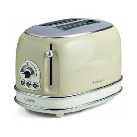 ARIETE TOASTER VINTAGE BEIGE (0155/03) - TOSTAPANE ELETTRICO IN METALLO - 6 LIVELLI DORATURA - ESPULSIONE AUTOMATICA - 810W
